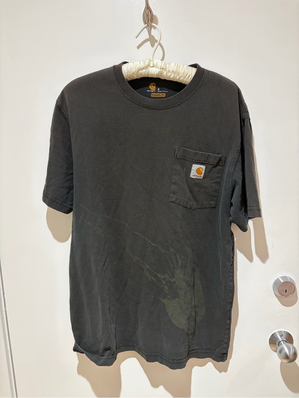 Carhartt Men's Dark Gray Pocket Tee with Logo Patch